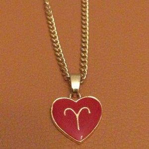 NEW Aries Enamel Heart Pendant Necklace